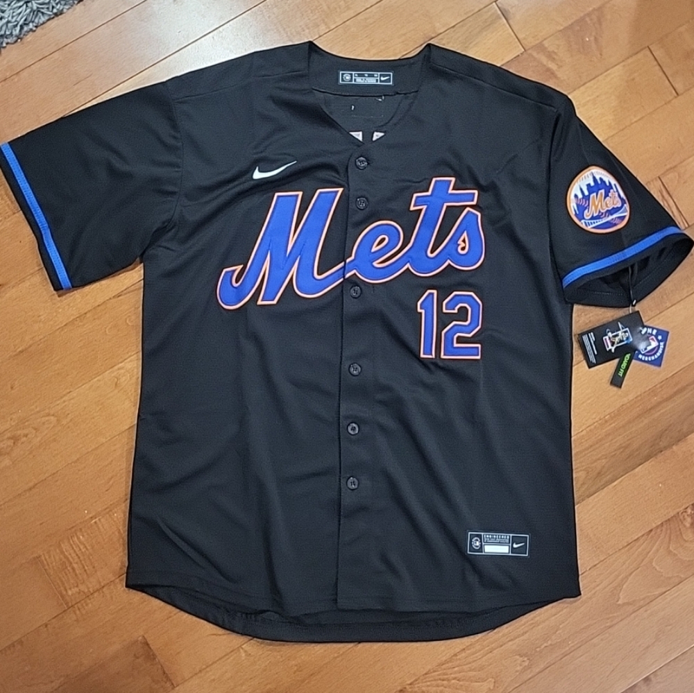 2025 NY Mets Nike Black Jersey #12 LINDOR